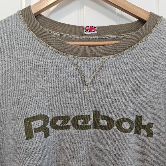 Vintage Reebok Sweatshirt Mens 3X Tan Gray Streetwear 90s Retro Skater Relaxed - Picture 2 of 9